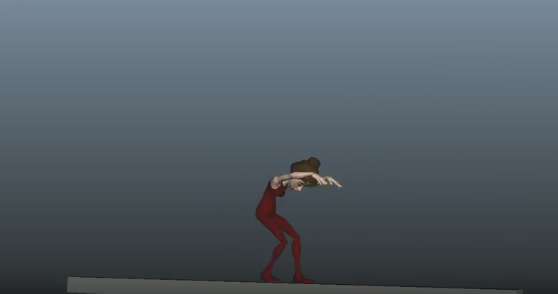 3d animation of a girl doing a balancing beam act