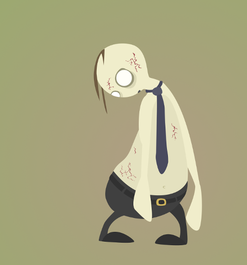 A vector drawing of a cartoon zombie ready to go to work