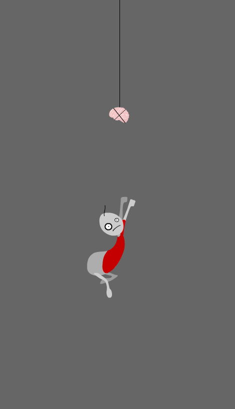 A flash animation of a zombie jumping trying to reach a brain